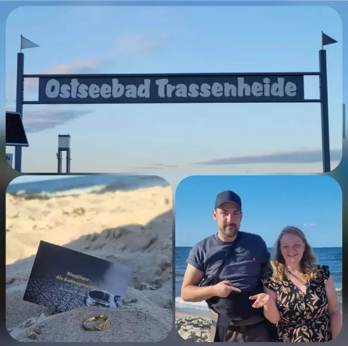 Collage vom Ostseebad Trassenheide mit gefundenem Goldring